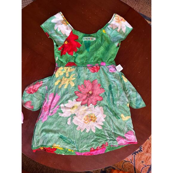 Vintage Jams World Floral Colorful Sun Dress Mini Short Sleeve Size XS Floral - Picture 9 of 12